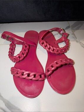 Givenchy Hot Pink Chain-Strap Flat Sandals